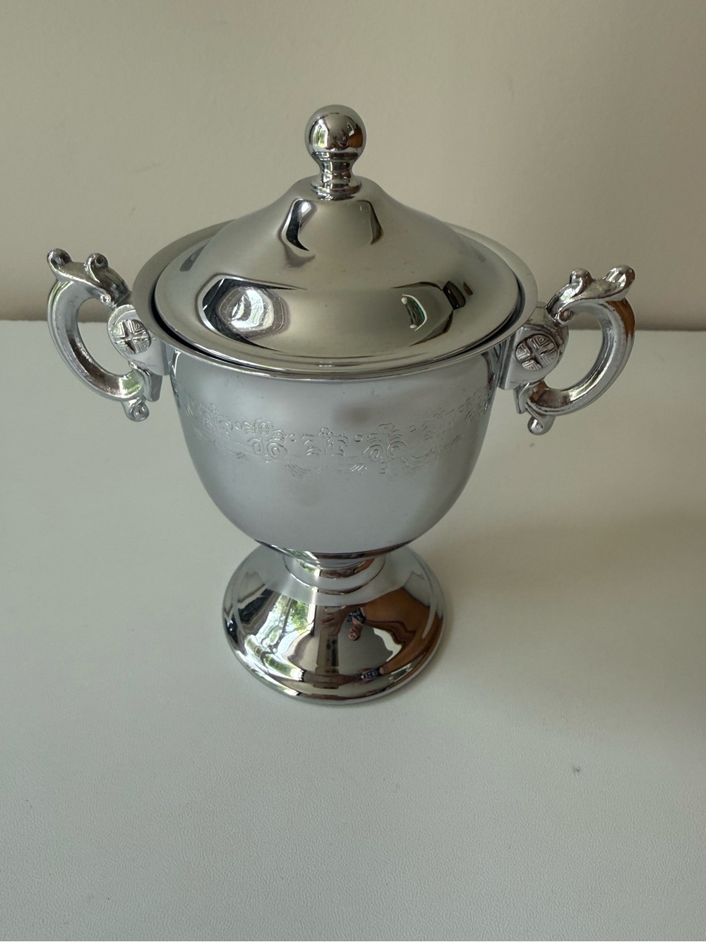 Silver Lidded Sugar Bowl with Handles